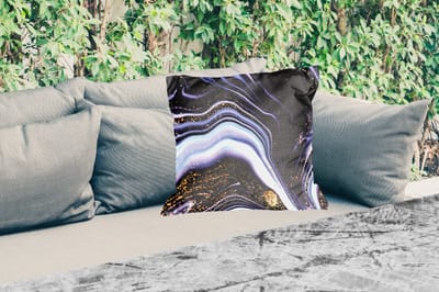 Buitenkussen Weerbestendig - Marmer - Paars - Luxe - Marmerlook - Glitter - 50x50 cm