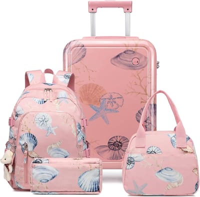 Lichtgewicht Kinderkoffer met Rugzakset - Hardschalige Handbagage voor Jongens en Meisjes - 53x34x21cm
