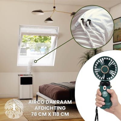 Airco Dakraam Afdichting 78 x 118 cm + Handventilator – Mobiele Airco Raamafdichting Dakraam – Geschikt voor Velux MK06 (GGL 14, 306, M06) – Fakro Optilight 06