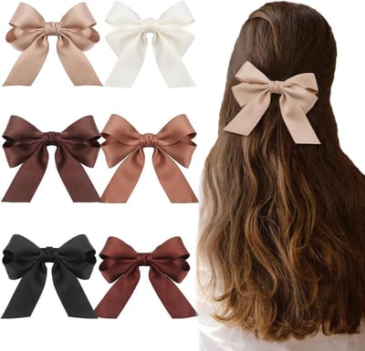 Set van 6 Grote Haarstrikken Clips - Accessoires voor Vrouwen en Meisjes, Perfect voor Feestelijke Gelegenheden en Haarstijlen