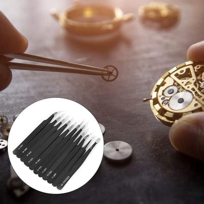 Pincet Set - Precisie Gereedschap - Elektronica Reparatie - Antistatisch Roestvrij Staal - 11 Delig - Zilver