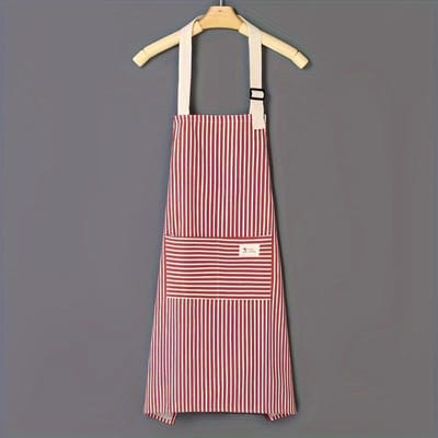 Lichtgewicht, Ademend Schort met een Gestreept Ontwerp Geschikt voor Thuis Koken, Ontworpen voor Zowel Mannen Als Vrouwen, Bestand tegen Olie En Vlekken. rood