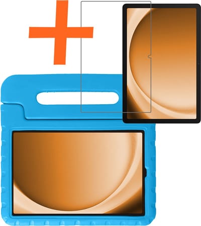 Hoesje - Geschikt voor Samsung Galaxy Tab A9 - Met Screenprotector - Kinderhoes Shockproof Bumper - Kidsproof Case - Tablet Hoes - Kinder Hoes Cover - Blauw