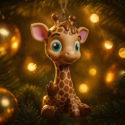 AnimalsAttitude – Middelgrote Giraffe Kersthanger met Middelvinger – 3D-geprint PLA Beeldje – Humoristische Kerst Decoratie