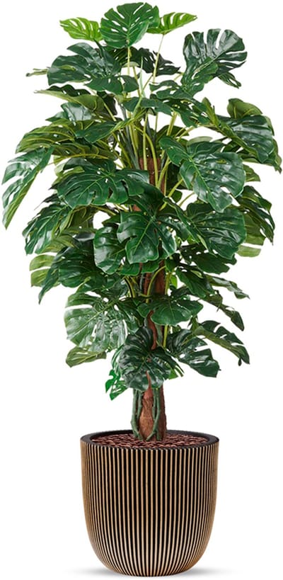 Kunstplant Monstera in planter ball Groove zwartgoud H170 cm