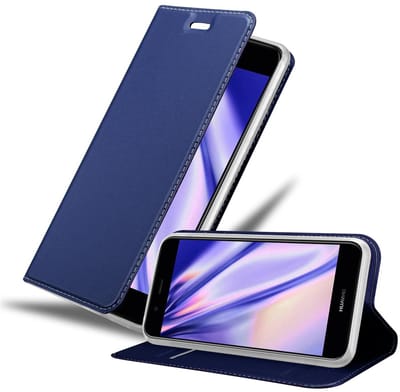 Cadorabo Hoesje geschikt voor Huawei NOVA 2 in CLASSY DONKER BLAUW - Beschermhoes met magnetische sluiting, standfunctie en kaartvakje Book Case Cover Etui