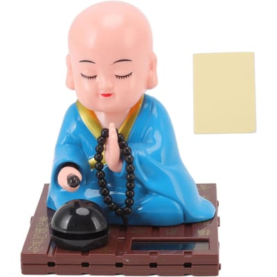 Kleine Boeddhistische Monnik Zonne-Ornamenten Lichtenergie Detectie Automatisch Knikkend Kloppende Monnik Decoratie
