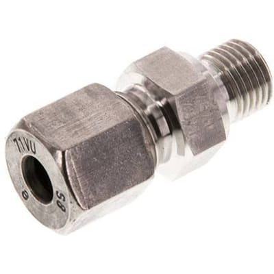 G 1/4'' Buitendraad x 8S RVS Rechte Snijring Koppeling 630 Bar DIN 2353