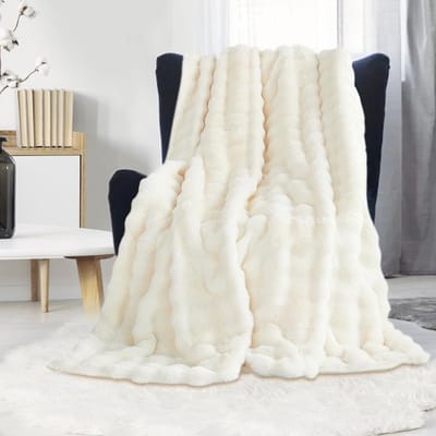 Superzachte pluche deken - Imitatiebont, lichtgewicht en warme dekens voor bank en bed (130 x 160 cm)