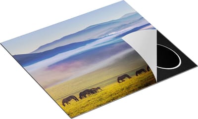 Chefcare Inductie Beschermer Kudde Wilde Paarden in de Wei bij Heuvels - 60x50 cm - Afdekplaat Inductie - Kookplaat Beschermer - Inductie Mat