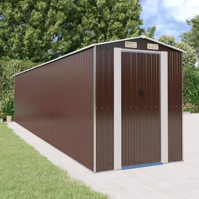 vidaXL - Tuinschuur - 192x855x223 - cm - gegalvaniseerd - staal - donkerbruin
