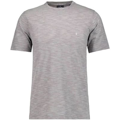 Ragman T-Shirt Soft Knit Fine Stripe Round Neck Grijs Melange / male
