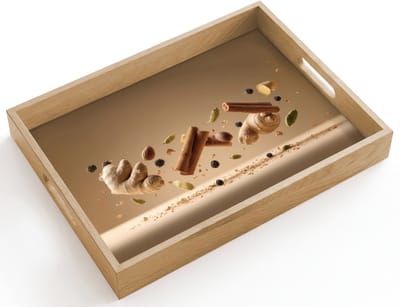 Dienblad hout 40x30 cm - Schootdienblad - Specerijen - Zweven dynamisch - Geurassociaties - Borrelplank rechthoek - Plateau dienbladen