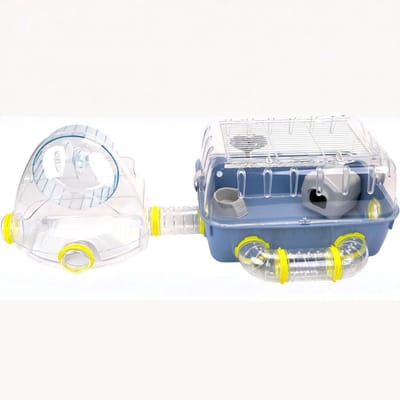 KAD® Hamsterkooi - Hamsterkooi met Buiten-Gym - Inclusief Tunnels & Looprad - Interactief Speelgoed - Multikleur - 80cm x 27cm x 30cm