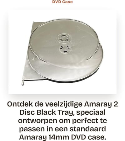 Dailygoods- Amaray Tray - Dubbele Tray voor DVD Case - Capaciteit 2 Discs - Zwart - Beugels - Geschikt voor 3 Discs