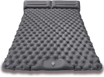 Opblaasbaar luchtbed 2 persoons 200x120x5 cm - Ingebouwde pomp - Kampeer slaapmatje-luchtbed-slaapzak-openlucht--Donkergrijs-Belle's product