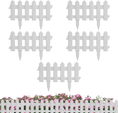 Tuinborderranden Set - Bloembedranden Beschermstrips - Tuin Decoratie - Hamer-in Systeem - 5 Stuks - Wit