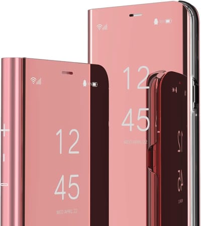 Duidelijke Flip Cover met Stand voor Samsung Galaxy A54 5G - Beschermende PU Leren Case met Spiegel Effect en Stijlvol Ontwerp