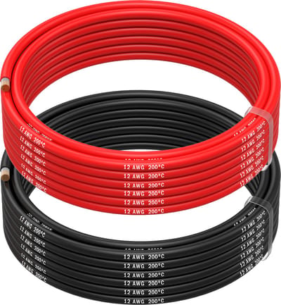 MMOBIEL 12 AWG Siliconen Elektrische Draad - 12 Gauge (3,31mm²) Vertinde Koperkabel - 2 Aparte Draden Rood & Zwart Elk 5 m voor RC, Drones, 3D Printers, Batterijen, Luidsprekerdraden, Led Strips