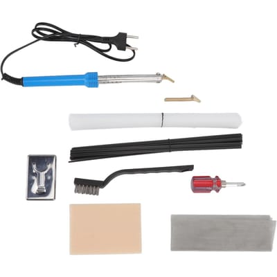 Kit de Réparation Soudure Plastique Blanc Noir Baguettes Plastique Treillis Métallique de Renfort en Acier Inoxydable Papier de Verre