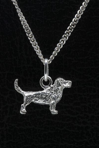 Zilveren Basset fauve de bretagne ketting hanger - klein