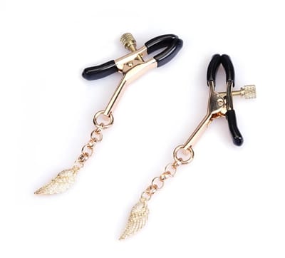 Liebe Seele - Luxe Tepelklemmen met Engelenvleugels Hangers met Strass - Goud