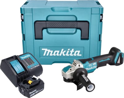 Makita DGA 520 SG1JX1 accu haakse slijper 18 V 125 mm X-LOCK Brushless + 1x oplaadbare accu 6.0 Ah + lader + Makpac