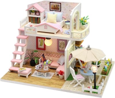 Poppenhuis Miniatuur - Doe-het-zelf Huis - Hobby Bouwen - Met LED-verlichting - 25 x 25 x 5 cm - Niet gespecificeerd