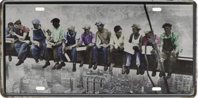 Wandbord – Mancave – New York Bouwvakkers – Vintage - Retro - Wanddecoratie – Reclame bord – Restaurant – Kroeg - Bar – Cafe - Horeca – Metal Sign – Mannen Cadeau - 15x30cm