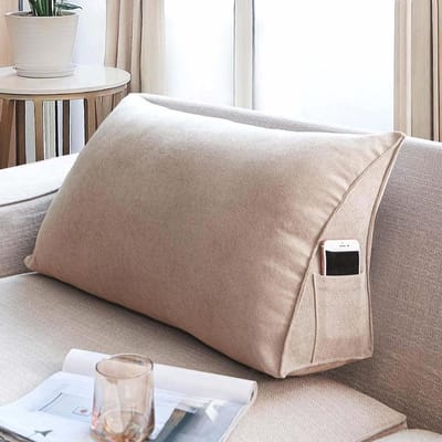 Driehoekig Wigkussen - Leeskussen Rugsteun - Ontspannen Lezen - Ergonomisch Ontwerp - 100 x 35 x 20 cm - Hennepkleur