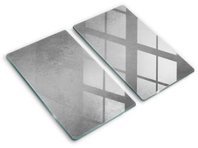 Wallfluent Glazen Snijplanken - Betonnen textuur achtergrond Snijplanken Glas - 2 stucks 30 cm x 52 cm - Grijs Snijplanken van Glas - Glazen Keukenplank - Glazen Snijplank Voor Keuken - Antislip Glazen Snijplank