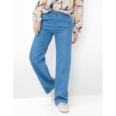 Raphaela by Brax Dames Broek  Style PAM FLARED BLEACHED, denim lichtblauw, maat 44