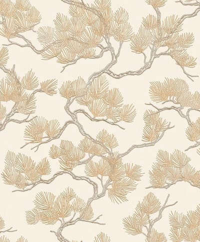 DUTCH WALLCOVERINGS Behang Pine Tree crèmekleurig