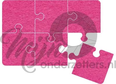 Puzzel vilt onderzetter - Fuchsia - 6 stuks - ø 9,8 cm - Tafeldecoratie - Glas onderzetter - Cadeau - Woondecoratie - Woonkamer - Tafelbescherming - Onderzetters voor glazen - Keukenbenodigdheden - Woonaccessoires - Tafelaccessoires