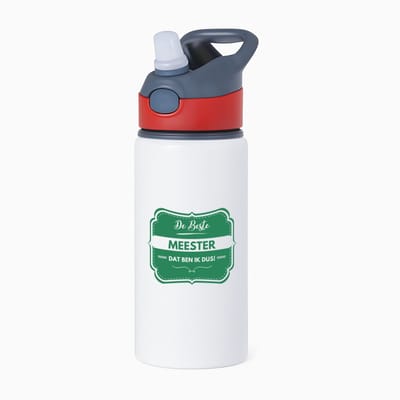 Hacebo® - De beste meester waterfles met rietje rood - Meester - beste meester - school - verjaardagscadeau - afscheidscadeau - water fles - 650ML