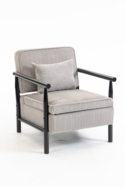 lichtgrijze fauteuil - mid-century moderne accentstoel - lounge stoel - 83x66x73cm - met opbergruimte - voor woonkamer Lichtgrijs