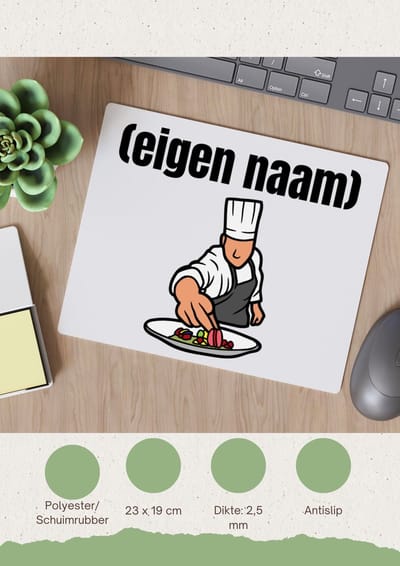 Akyol - chefkok Muismat - Kok - iemand die goed kan koken - met eigen naam - leuk cadeau voor iemand die chefkok is - cadeau - kado - 23 bij 19 cm