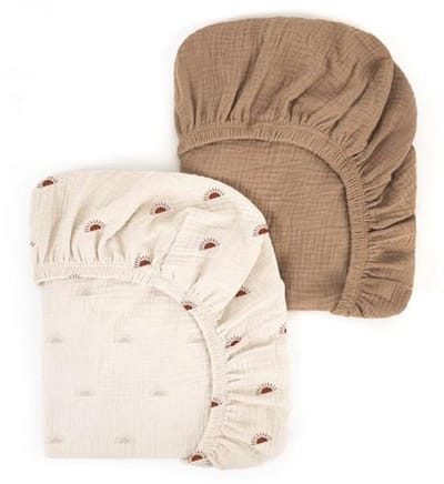 Omgoods - Muslin Katoenen Fitted Sheet 80x40 cm - Set van 2 - Voor Kinderwagens en Cribs