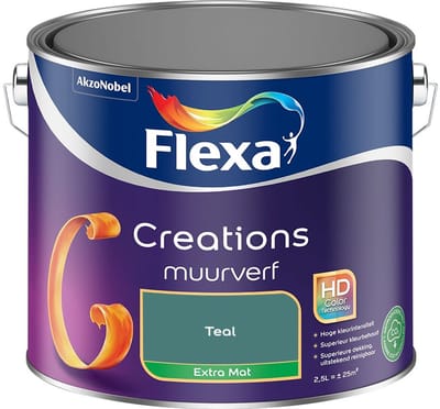 Flexa - Creations Muurverf Extra Mat - Teal - Mengverf - 2,5 L