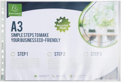 Exacompta 5x Zakje met 10 geperforeerde showtassen in gerecycled PP Forever 9/100e - A3 - Doorschijnend - 6230E