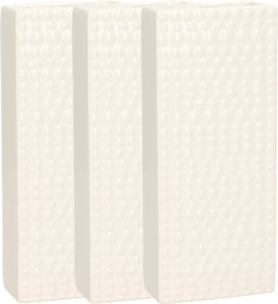 Gerimport Waterverdamper - 3x - creme wit - keramiek - 400 ml - radiatorbak luchtbevochtiger - 7,4 x 17,7 cm