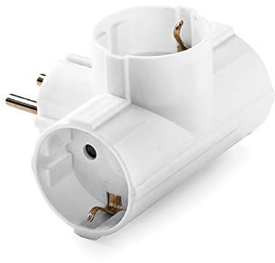 Adapter met 3 Schuko-uitgangen - Stekkerdoos adapter - Apparaten Aansluiten - Zijdelings geplaatst - 16A-250V - Wit