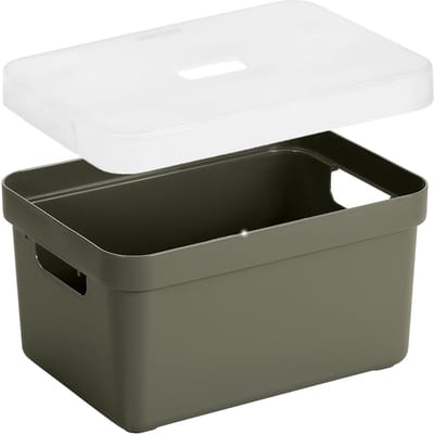 Sunware Opbergbox met transparante deksel - kastmand - donkergroen - 13 liter - kunststof - 35 x 25 x 18 cm - Opbergers