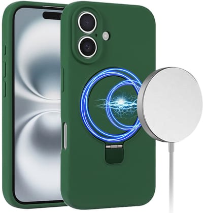 Telefoonhoesje geschikt voor iPhone 17 Hoesje Groen - MagSafe Compatible - Solidenz Kickstand Case - Shockproof Backcover
