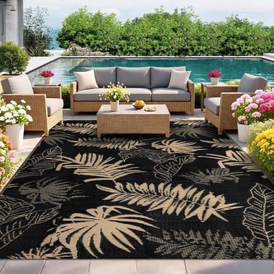tapijt, weerbestendig, 270 x 365 cm, kunststof stro, omkeerbaar, balkon, tuin, uv-bestendig, lichtgewicht outdoortapijt voor terras, camping, picknick, camper