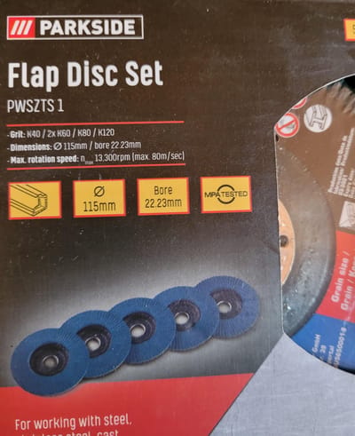 PARKSIDE® Toebehoren voor haakse slijper korrelgrootte k40, k60, k80,k120 - Set waaierslijpschijven 5 stuks 115mm - Geschikt voor gangbare  haakse slijpers
