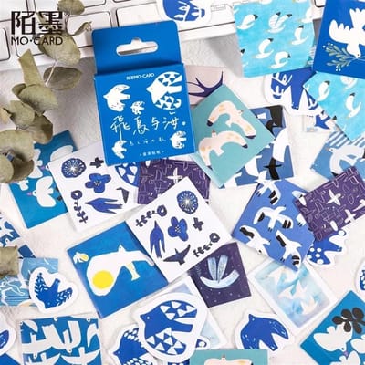 Blue Birds | Blauwe Vogels | Set van 46 - Planner Agenda Stickers - Scrapbookdecoraties - Geschikt voor Volwassenen en Kinderen