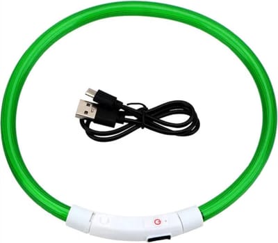 New Age Devi - Verstelbare Groene LED Halsband voor honden - Verlichte halsband - 50 cm - Meet de maat goed op - Lichtgevende Halsband - Oplaadbaar via USB