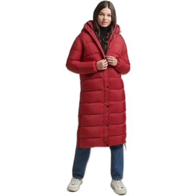 Superdry - Lange pufferjas van imitatiebont met capuchon - Dames - Gewatteerde jassen