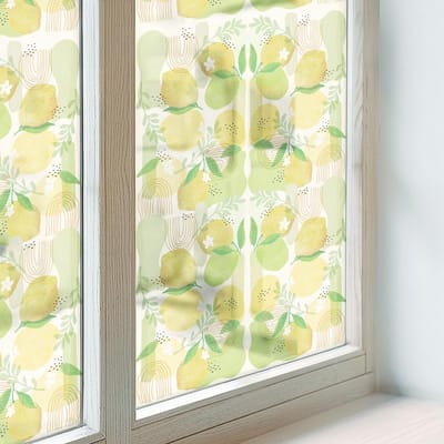 Coloray Privacy Folie Raam - Verse citroenen Anti inkijk Folie - 50x100 cm - Geel Privacy Folie Raam - Raamfolie Tegen inkijk Glas in Lood - Voor de keuken, slaapkamer, hal - Raamfolie Zonwering
